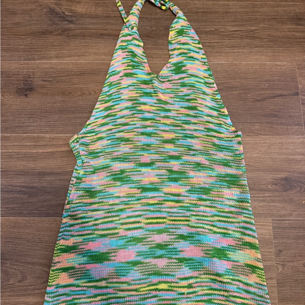 Colorful backless swim cover up small/xs new